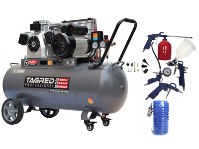 AKČNÍ SET SETTA3390M, Bezolejový kompresor s odlučovačem 100l, 230V, 3 písty, 3500W 10 BAR + příslušenství