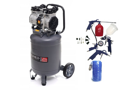 AKČNÍ SET SETTA3396M, Bezolejový vertikální kompresor 50l, 230V, 2 písty, 2000W 10 BAR + příslušenství