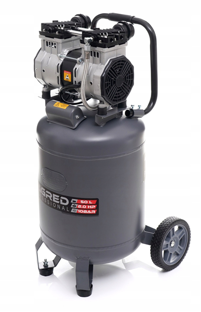 AKČNÍ SET SETTA3396M, Bezolejový vertikální kompresor 50l, 230V, 2 písty, 2000W 10 BAR + příslušenství