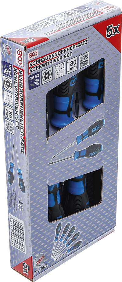 BGS 6826, Sada šroubováků T-profil (pro Torx) s otvorem T6 - T10 5dílná