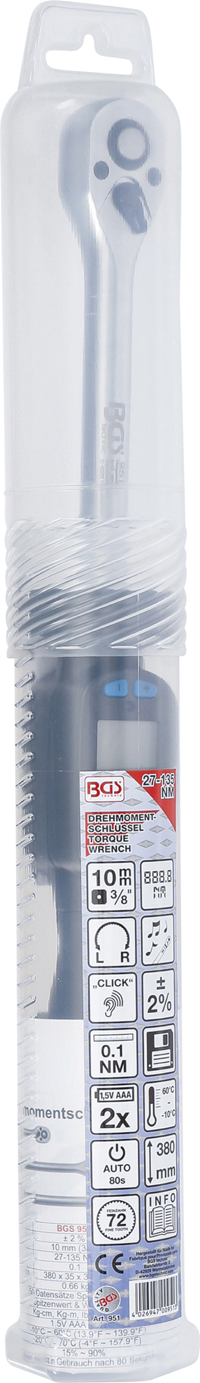 BGS 951, Digitální momentový klíč 10 mm (3/8