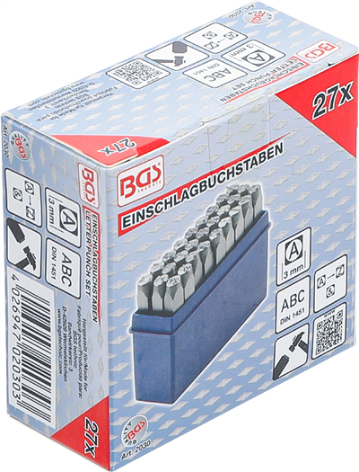BGS 2030, Razicí matrice, abeceda 3 mm