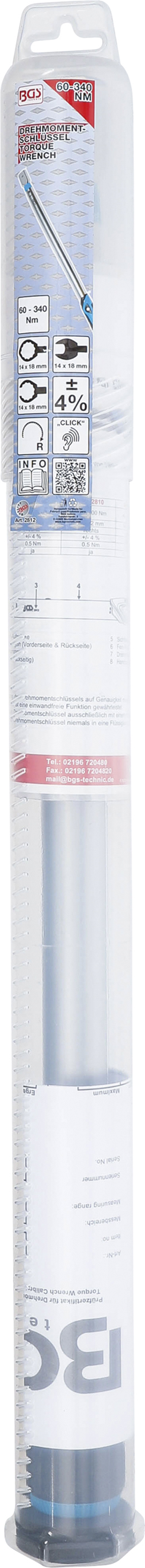 BGS 2812, Momentový klíč 60 - 340 Nm pro nástrčné nástroje 14 x 18 mm