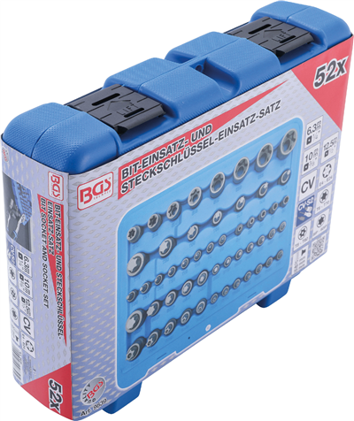 BGS 9839, Sada nástrčných hlavic na klíče a bity E-profil / T-profil (pro Torx) / T-profil (pro Torx) s otvorem / TP-profil (pro Torx Plus) 52dílná