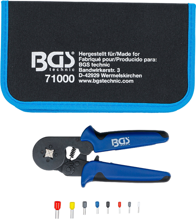 BGS 71000, Krimpovací kleště pro kabelové dutinky 0,25-10 mm2 se soupravou kabelových dutinek 0,5-10 mm2