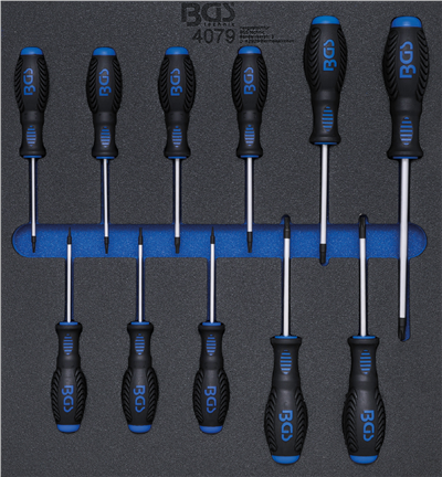 BGS 4079, Vložka do dílenského vozíku 2/3: sada šroubováků T-profil (pro Torx) T6 - T40 11dílná