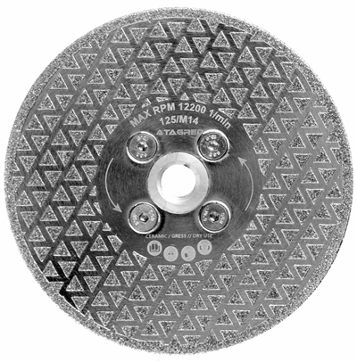 Diamantový kotouč 2v1, 125 mm, M14, pro řezání a broušení dlaždic a kamene, TA1127