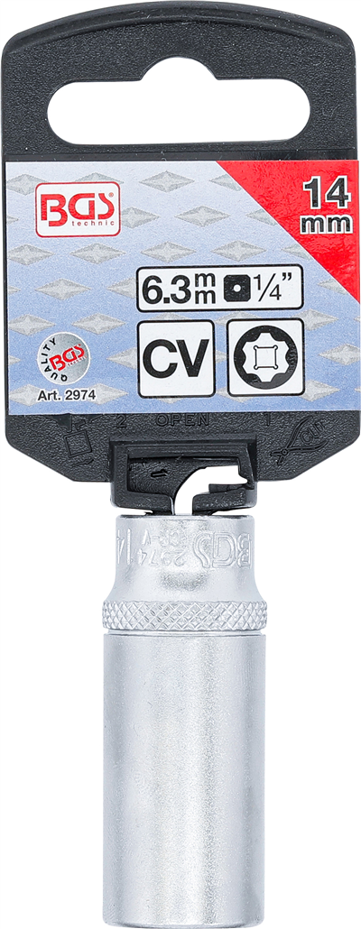 BGS 2974, Nástrčná hlavice Super Lock, prodloužená 6,3 mm (1/4