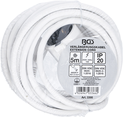 BGS 3366, Prodlužovací kabel 5 m 3 x 1,5 mm2 IP 20
