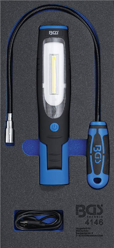BGS 4146, Vložka do dílenského vozíku 1/3: sada ruční lampy a lampy s magnetem 3dílná