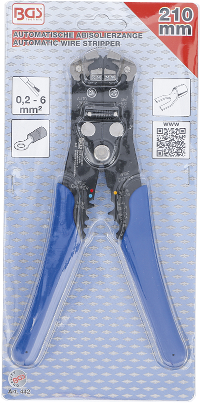 BGS 442, Automatické odizolovací kleště na O drátu 0,13 - 6 mm2 210 mm