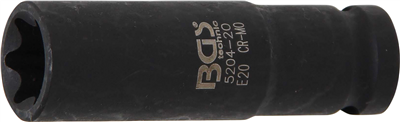 BGS 5204-20, Silová nástrčná hlavice E-profil, prodloužená 12,5 mm (1/2