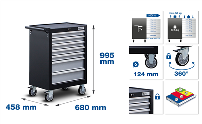 BGS 6062, Dílenský vozík 7 zásuvek se 263 nástroji