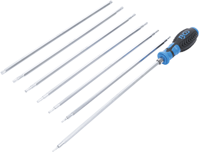 BGS 2326, Sada šroubováků s výměnnými čepelemi T-profil (pro Torx) / T profil (pro Torx Plus) s otvorem 8dílná