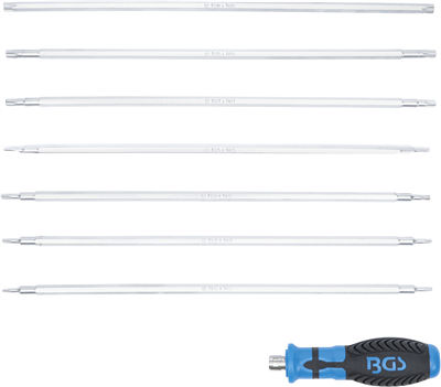 BGS 2326, Sada šroubováků s výměnnými čepelemi T-profil (pro Torx) / T profil (pro Torx Plus) s otvorem 8dílná