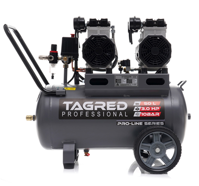 AKČNÍ SET SETTA3385M, Bezolejový kompresor s odlučovačem 50l, 230V, 4 písty, 2x1500W 10 BAR + příslušenství