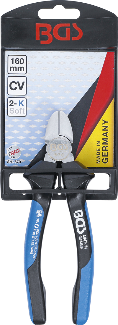 BGS 670, Boční štípací kleště na tvrdé dráty 160 mm