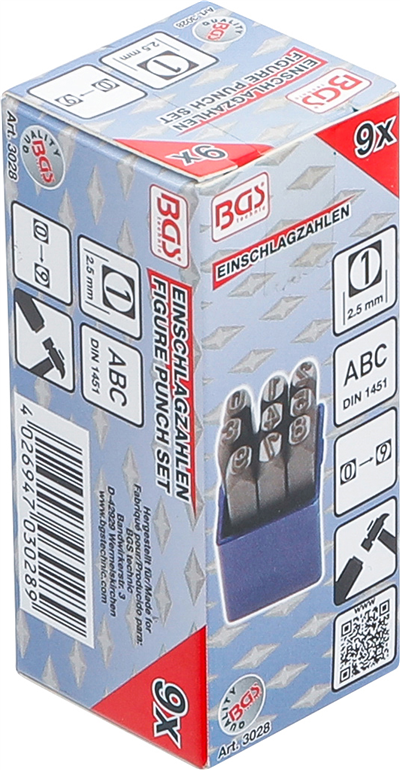 BGS 3028, Razicí matrice, čísla 2,5 mm