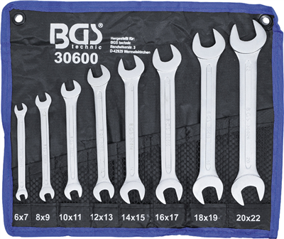 BGS 30600, Sada oboustranných plochých klíčů 6 - 22 mm 8dílná