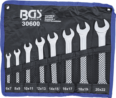 BGS 30600, Sada oboustranných plochých klíčů 6 - 22 mm 8dílná