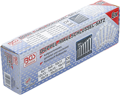 BGS 30600, Sada oboustranných plochých klíčů 6 - 22 mm 8dílná