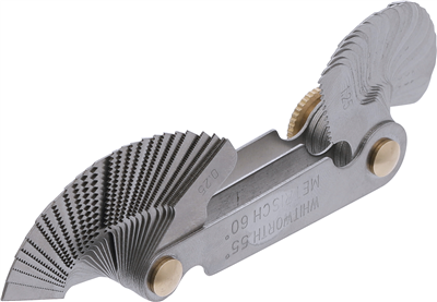 BGS 3069, Dvojitá závitová měrka, 52 lístků metrická 0,25 - 6,0 mm, Whitworth 4G - 62G