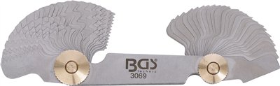 BGS 3069, Dvojitá závitová měrka, 52 lístků metrická 0,25 - 6,0 mm, Whitworth 4G - 62G