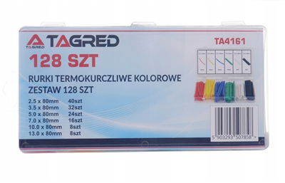Tagred TA4161, Smršťovací hadičky barevné 2,5-13mm 128 ks 6 barev