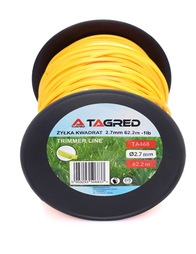 Tagred TA468, Žací struna čtvercová do křovinořezu, 2,7 mm x 62,2 m