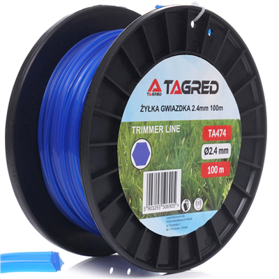 Tagred TA474, Žací struna hvězdicová do křovinořezu, 2,4 mm x 100 m