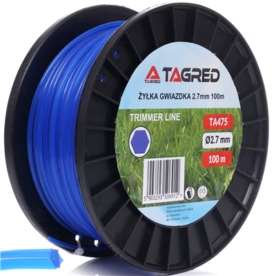 Tagred TA475, Žací struna hvězdicová do křovinořezu, 2,7 mm x 100 m
