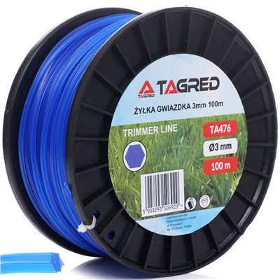 Tagred TA476, Žací struna hvězdicová do křovinořezu, 3 mm x 100 m