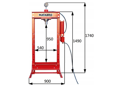 Matabro MB-P30TAH, Hydraulicko-pneumatický lis 30t s posuvným pístem