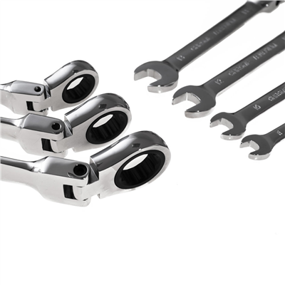 Ráčnové očkoploché klíče s kloubem, 8-19 mm, sada 7 ks, TA1207