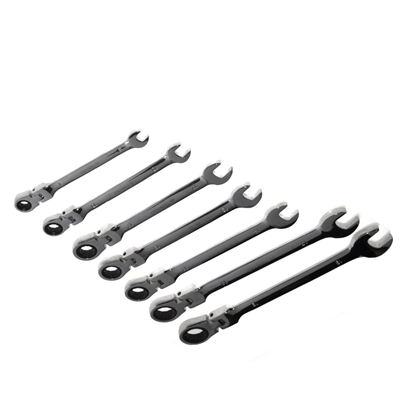 Ráčnové očkoploché klíče s kloubem, 8-19 mm, sada 7 ks, TA1207