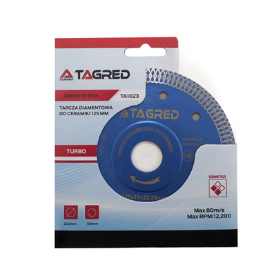 Tagred TA1023, Diamantový kotouč na řezání kamene, kameniny, dlaždic a keramiky 125x22,23mm