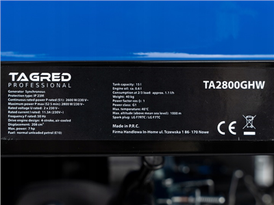 Tagred TA2800GHW, Generátor, elektrocentrála 2800W, 230V