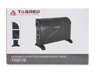 Tagred TA901B, Elektrický konvektor s termostatem 2000W, turbo vzduchu, černý