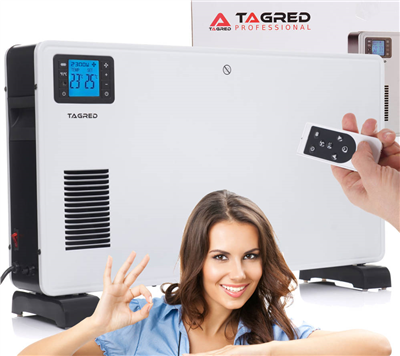 Tagred TA942, Elektrický konvektor 2300W, turbo vzduchu, dálkové ovládání, časovač LCD, bílý