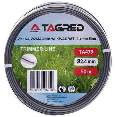 Žací struna čtvercová do křovinořezu, 2,4 mm x 50 m