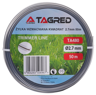Žací struna čtvercová do křovinořezu, 2,7 mm x 50 m