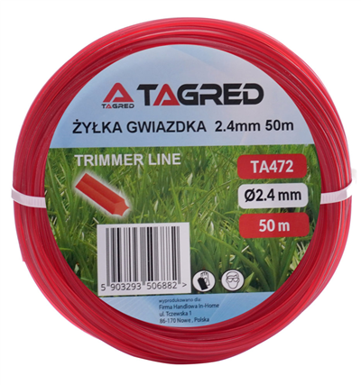 Žací struna hvězdicová do křovinořezu, 2,4 mm x 50 m