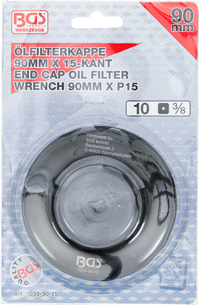 BGS 1039-90-15, Klíč na olejové filtry 15hranný O 90 mm pro Honda, Mazda, Nissan, Subaru, Toyota