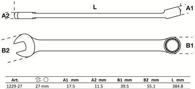 BGS 1229-27, Očkoplochý klíč velmi dlouhý 27 mm