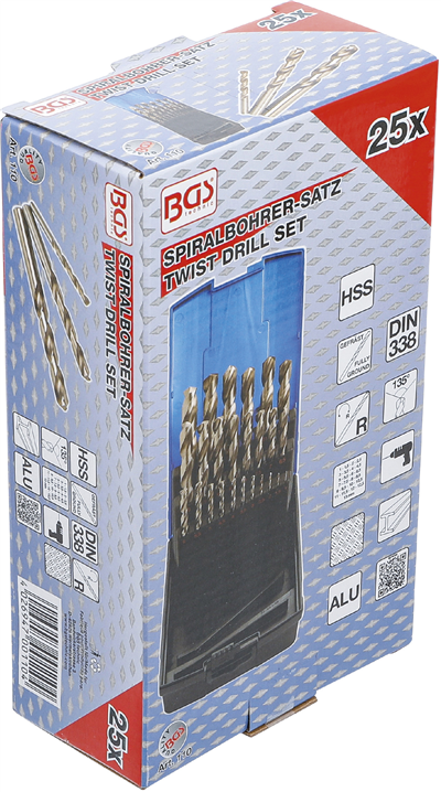 BGS 110, Sada spirálových vrtáků HSS 1 - 13 mm 25dílná
