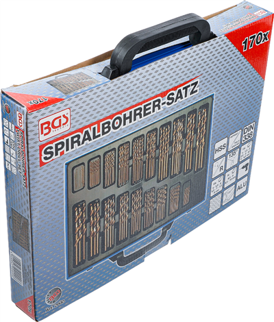 BGS 2000, Sada spirálových vrtáků HSS 5 % slitina kobaltu 1 - 10 mm 170dílná