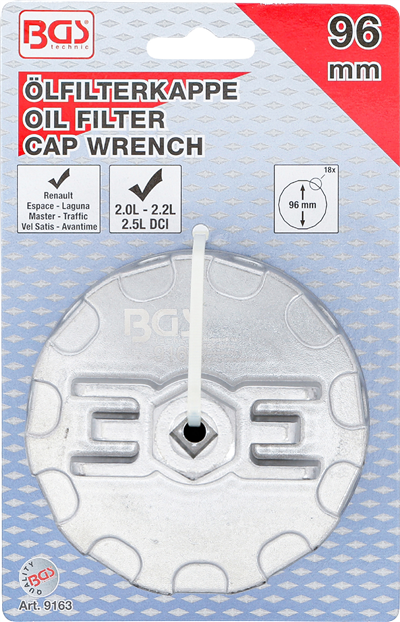 BGS 9163, Klíč na olejové filtry 18hranný O 96 mm pro Renault DCI