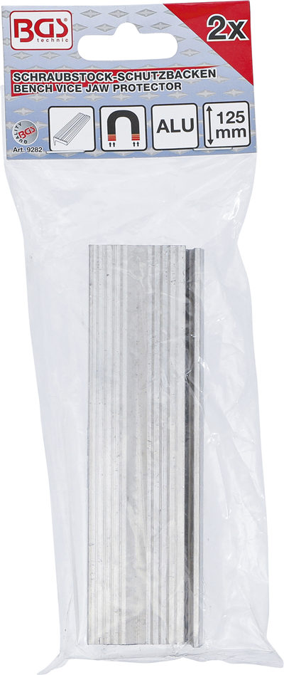BGS 9282, Sada ochranných čelistí na svěrák hliník šířka 125 mm 2dílná
