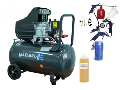 AKČNÍ SET SETMB-K104, Olejový kompresor 50l, 230V s příslušenstvím 2800W Matabro