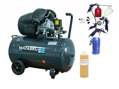 AKČNÍ SET SETMB-K108, Olejový kompresor 100l, 230V s příslušenstvím 3500W Matabro